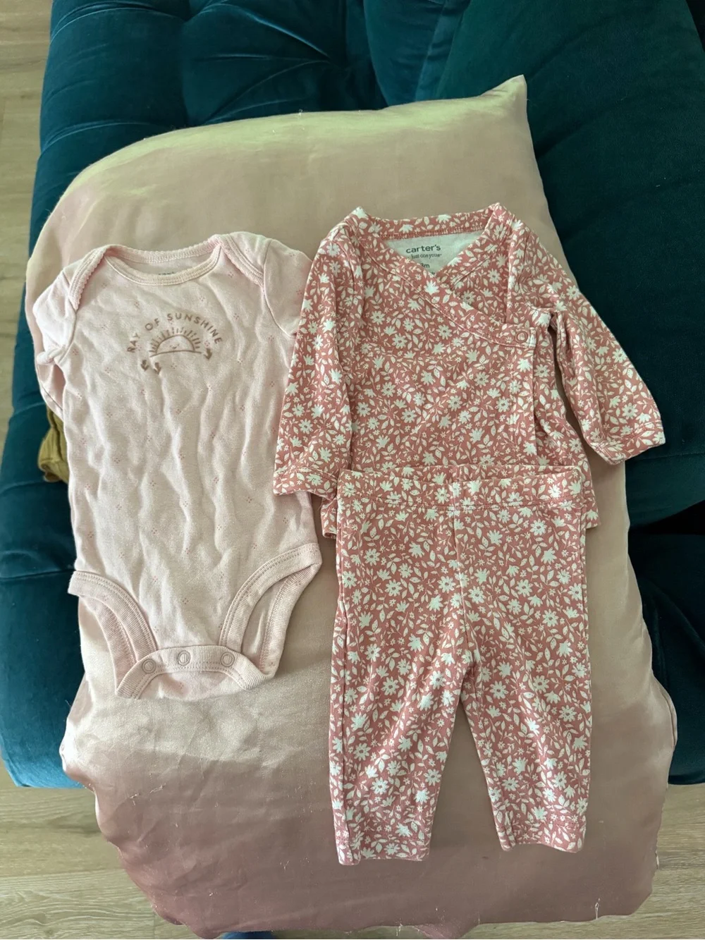 Carter's Pink Floral Kimono Romper Set